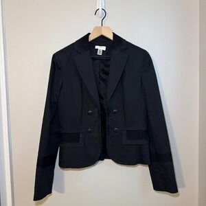Ann Taylor LOFT Military Style Blazer Black Women's 6 (A1012)